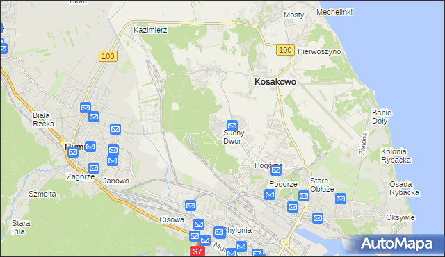 mapa Suchy Dwór gmina Kosakowo, Suchy Dwór gmina Kosakowo na mapie Targeo