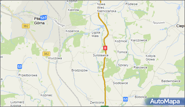 mapa Sulisławice gmina Ząbkowice Śląskie, Sulisławice gmina Ząbkowice Śląskie na mapie Targeo