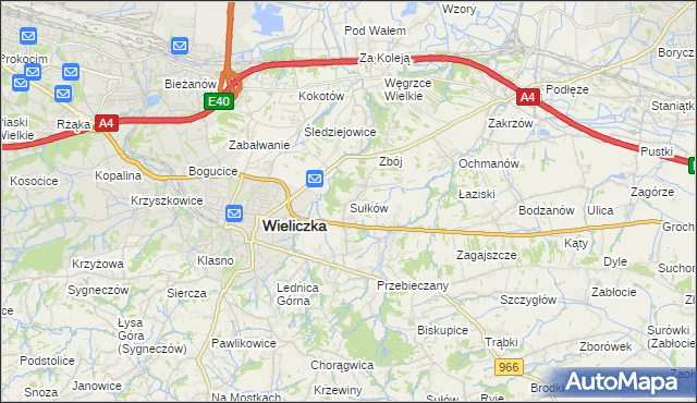 mapa Sułków gmina Wieliczka, Sułków gmina Wieliczka na mapie Targeo