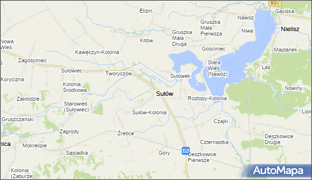 mapa Sułów powiat zamojski, Sułów powiat zamojski na mapie Targeo