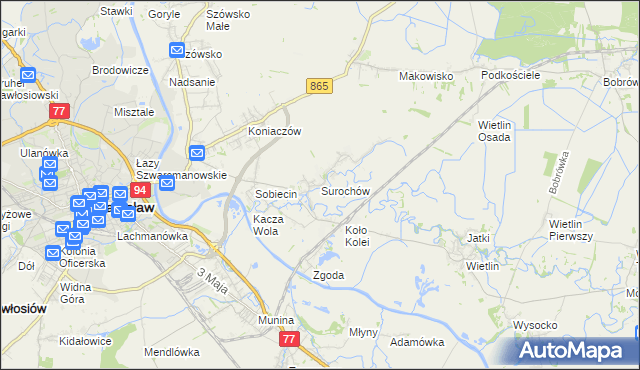 mapa Surochów, Surochów na mapie Targeo