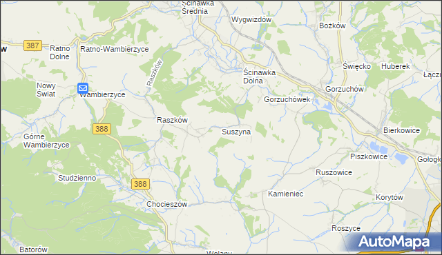 mapa Suszyna, Suszyna na mapie Targeo