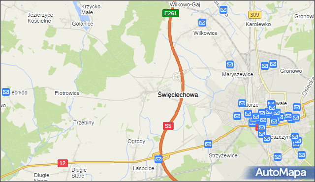 mapa Święciechowa, Święciechowa na mapie Targeo