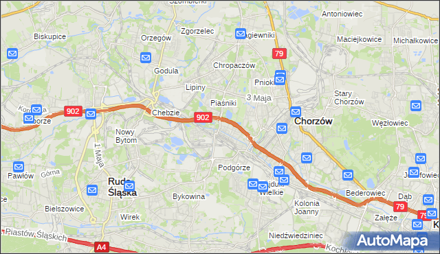 mapa Świętochłowice, Świętochłowice na mapie Targeo