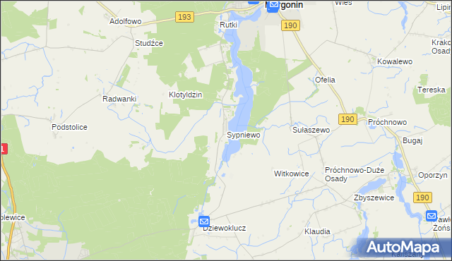 mapa Sypniewo gmina Margonin, Sypniewo gmina Margonin na mapie Targeo