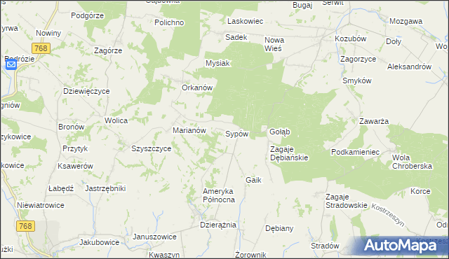 mapa Sypów, Sypów na mapie Targeo