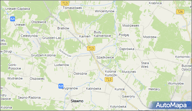 mapa Szadkowice gmina Sławno, Szadkowice gmina Sławno na mapie Targeo