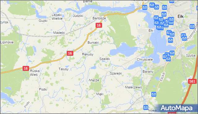 mapa Szarek gmina Ełk, Szarek gmina Ełk na mapie Targeo