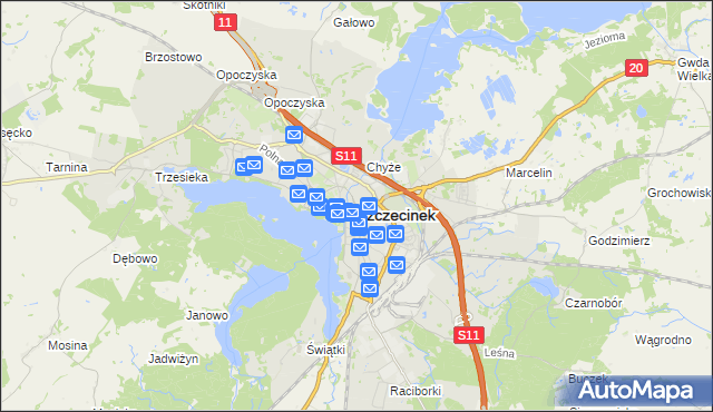 mapa Szczecinek, Szczecinek na mapie Targeo