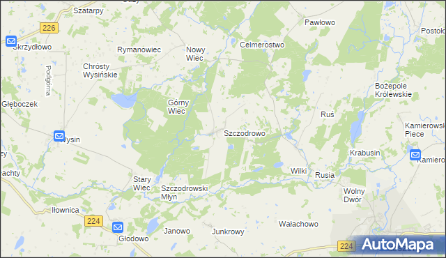 mapa Szczodrowo gmina Skarszewy, Szczodrowo gmina Skarszewy na mapie Targeo