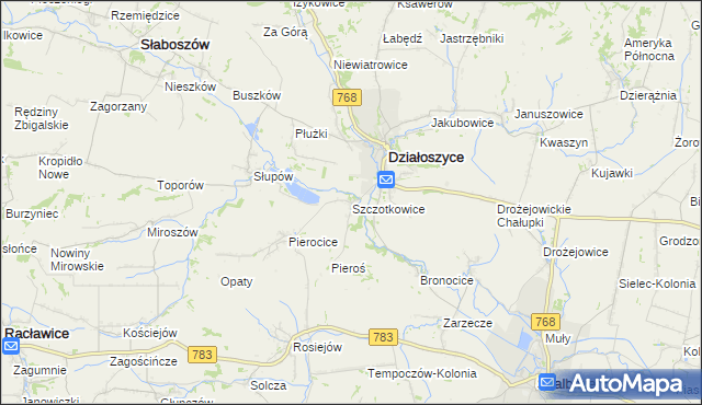 mapa Szczotkowice, Szczotkowice na mapie Targeo