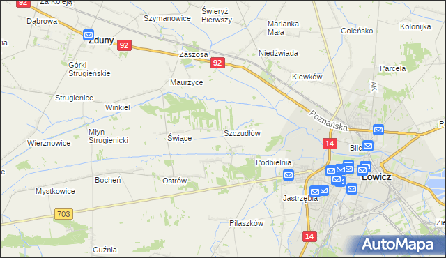 mapa Szczudłów, Szczudłów na mapie Targeo