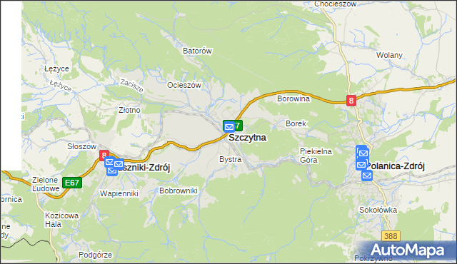 mapa Szczytna powiat kłodzki, Szczytna powiat kłodzki na mapie Targeo