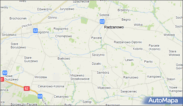 mapa Szczytno gmina Radzanowo, Szczytno gmina Radzanowo na mapie Targeo