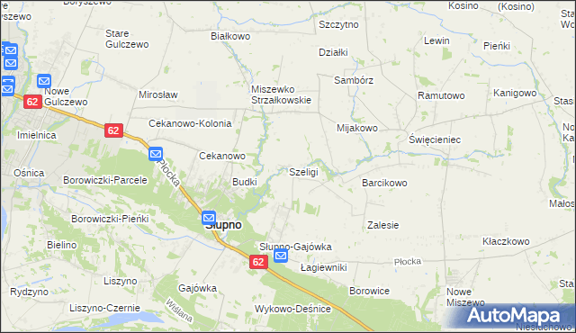 mapa Szeligi gmina Słupno, Szeligi gmina Słupno na mapie Targeo
