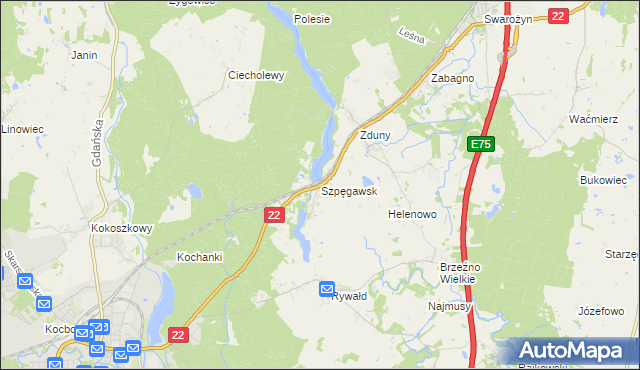 mapa Szpęgawsk, Szpęgawsk na mapie Targeo