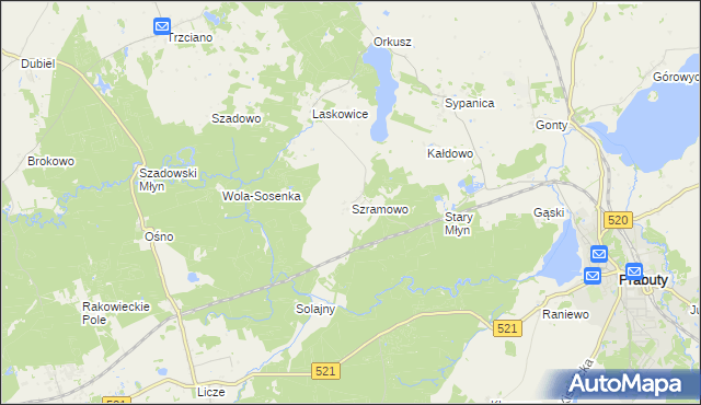 mapa Szramowo gmina Prabuty, Szramowo gmina Prabuty na mapie Targeo