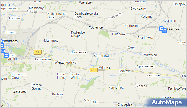 mapa Szreniawa gmina Gołcza, Szreniawa gmina Gołcza na mapie Targeo