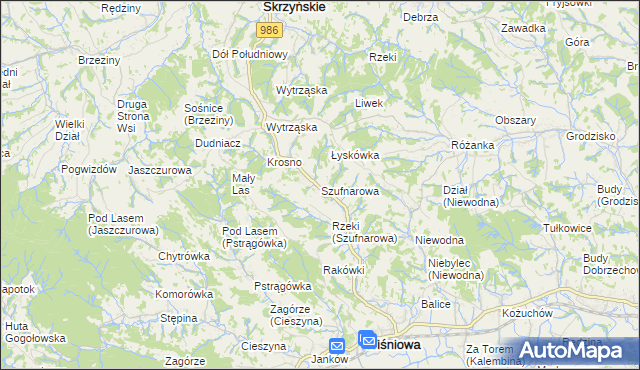 mapa Szufnarowa, Szufnarowa na mapie Targeo
