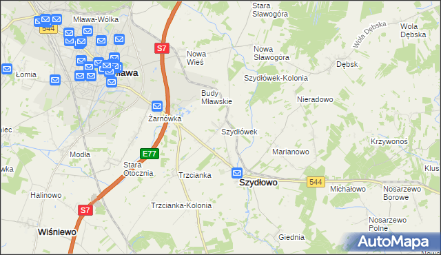 mapa Szydłówek gmina Szydłowo, Szydłówek gmina Szydłowo na mapie Targeo