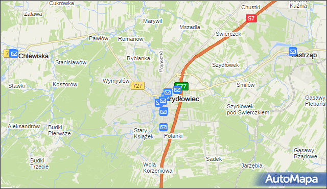 mapa Szydłowiec, Szydłowiec na mapie Targeo