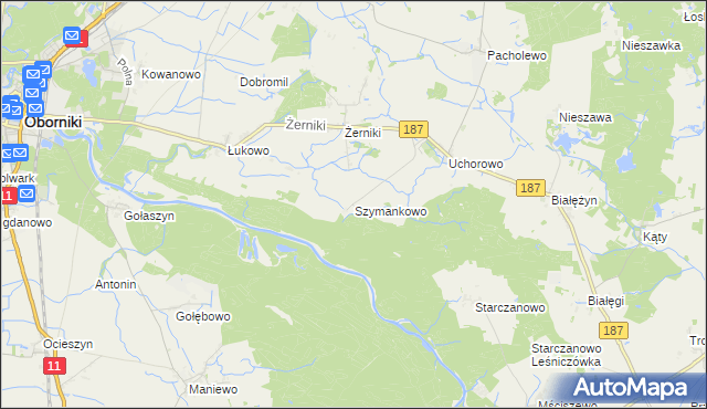 mapa Szymankowo gmina Murowana Goślina, Szymankowo gmina Murowana Goślina na mapie Targeo