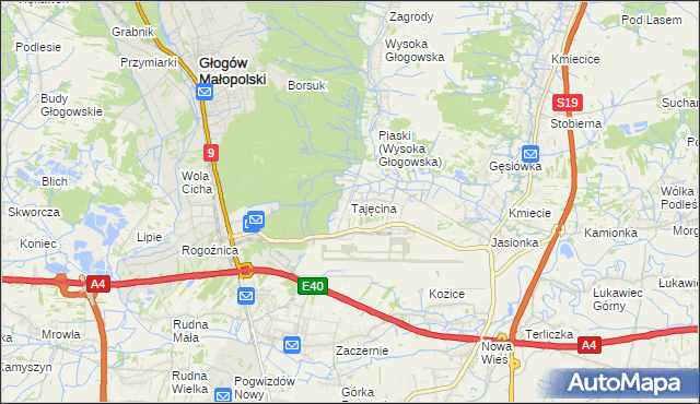 mapa Tajęcina, Tajęcina na mapie Targeo