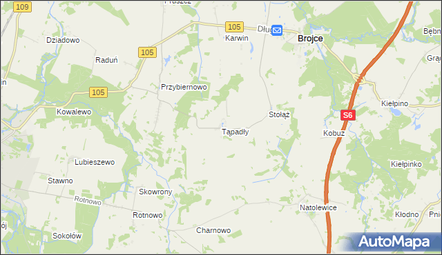 mapa Tąpadły, Tąpadły na mapie Targeo