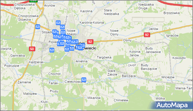 mapa Targówka gmina Mińsk Mazowiecki, Targówka gmina Mińsk Mazowiecki na mapie Targeo