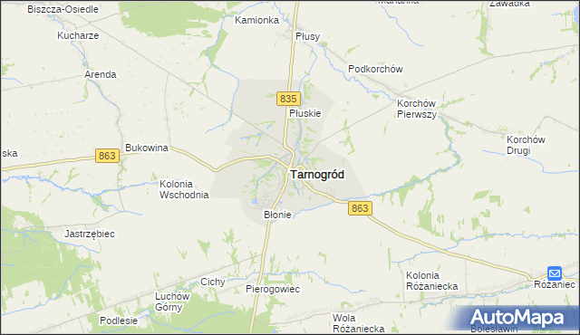 mapa Tarnogród, Tarnogród na mapie Targeo