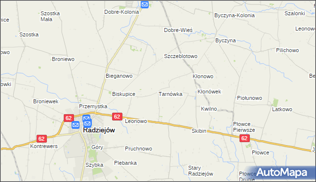 mapa Tarnówka gmina Radziejów, Tarnówka gmina Radziejów na mapie Targeo