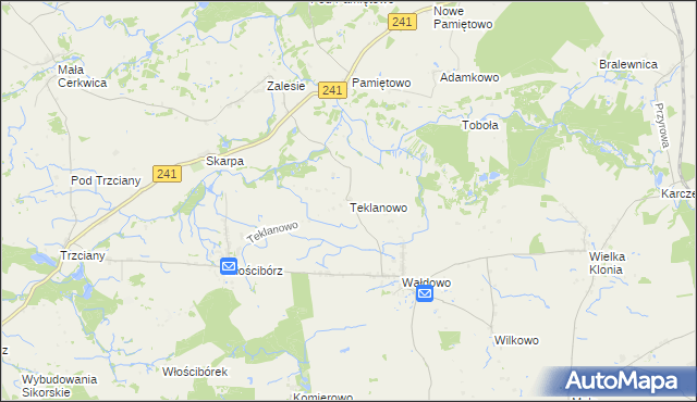 mapa Teklanowo, Teklanowo na mapie Targeo