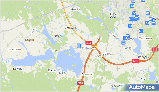 mapa Tomaszkowo, Tomaszkowo na mapie Targeo