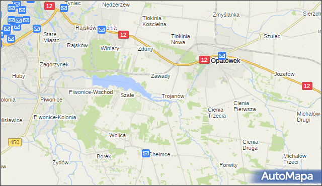 mapa Trojanów gmina Opatówek, Trojanów gmina Opatówek na mapie Targeo