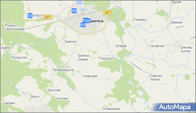 mapa Troszczyn gmina Opalenica, Troszczyn gmina Opalenica na mapie Targeo
