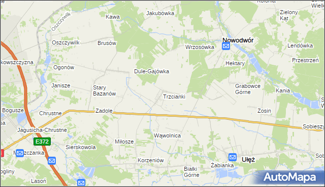 mapa Trzcianki gmina Nowodwór, Trzcianki gmina Nowodwór na mapie Targeo