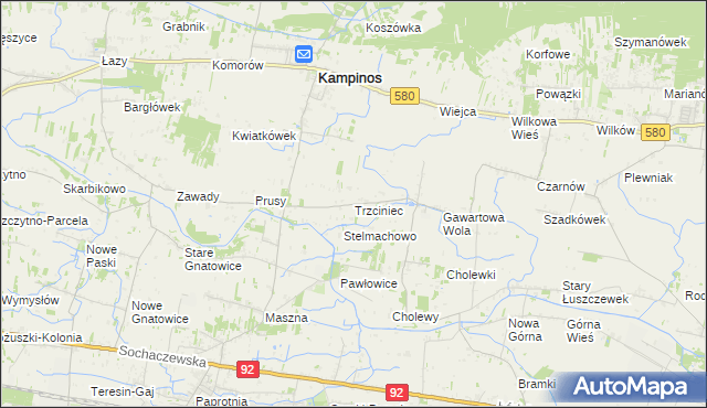 mapa Trzciniec gmina Leszno, Trzciniec gmina Leszno na mapie Targeo