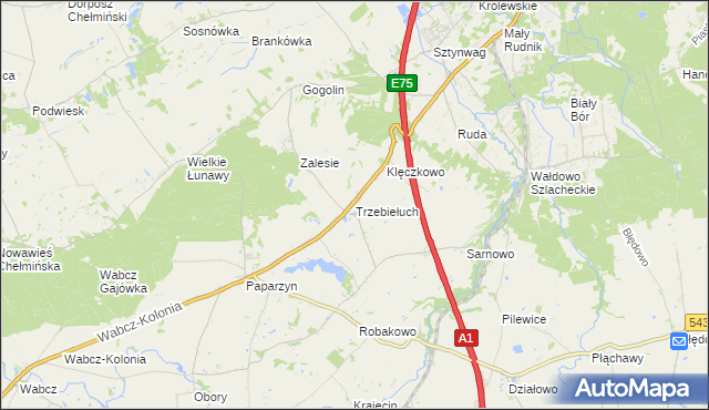 mapa Trzebiełuch, Trzebiełuch na mapie Targeo