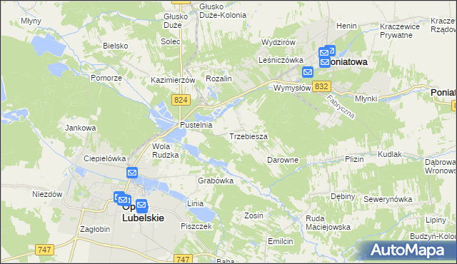 mapa Trzebiesza, Trzebiesza na mapie Targeo