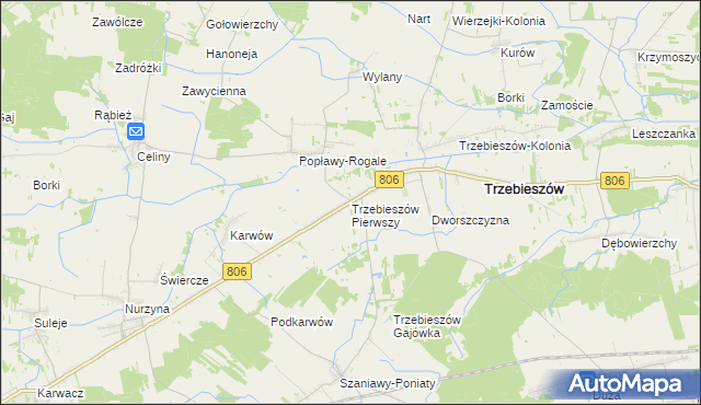 mapa Trzebieszów Pierwszy, Trzebieszów Pierwszy na mapie Targeo