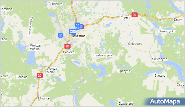 mapa Trzebieszyno, Trzebieszyno na mapie Targeo