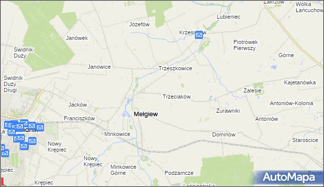 mapa Trzeciaków, Trzeciaków na mapie Targeo