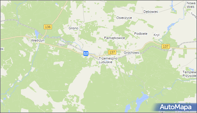 mapa Trzemeszno Lubuskie, Trzemeszno Lubuskie na mapie Targeo