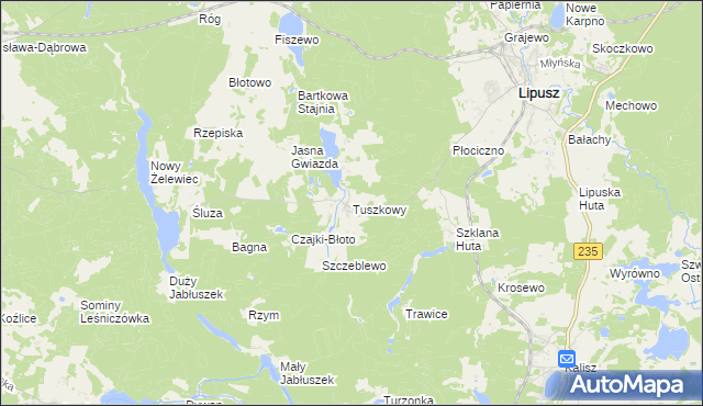 mapa Tuszkowy, Tuszkowy na mapie Targeo