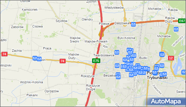 mapa Twardosławice, Twardosławice na mapie Targeo