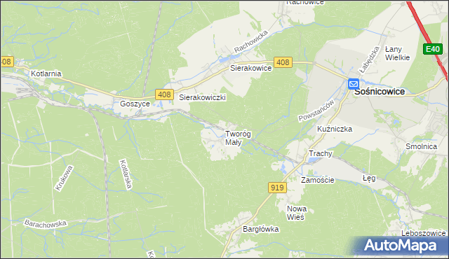 mapa Tworóg Mały, Tworóg Mały na mapie Targeo