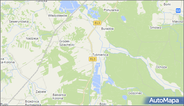 mapa Tyśmienica, Tyśmienica na mapie Targeo