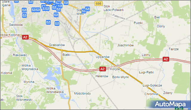 mapa Ujrzanów, Ujrzanów na mapie Targeo
