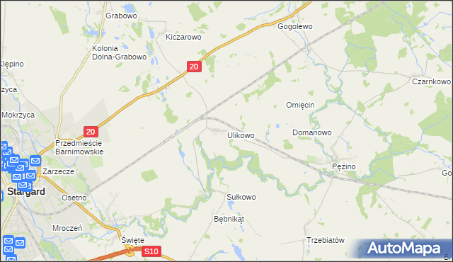 mapa Ulikowo, Ulikowo na mapie Targeo