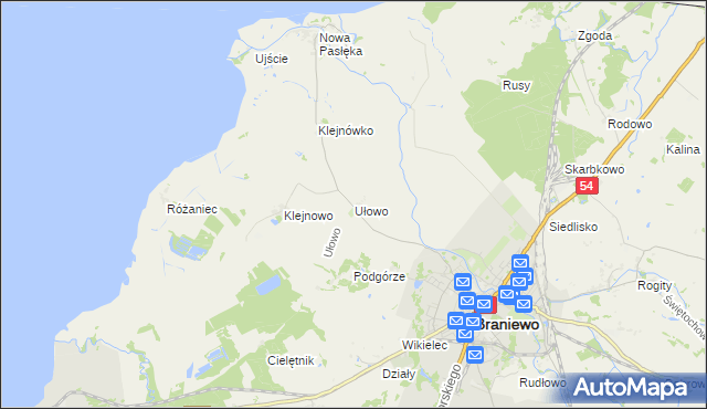 mapa Ułowo, Ułowo na mapie Targeo